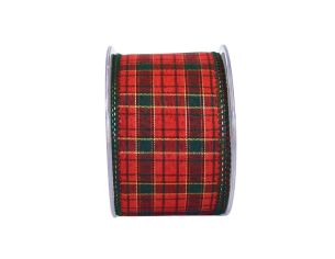 Ruban de Noël tartan vintage H 7cm x 9m