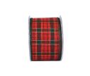 Voir la slide Ruban de Noël tartan écossais rouge vert doré bordures vertes largeur 7cm 9m