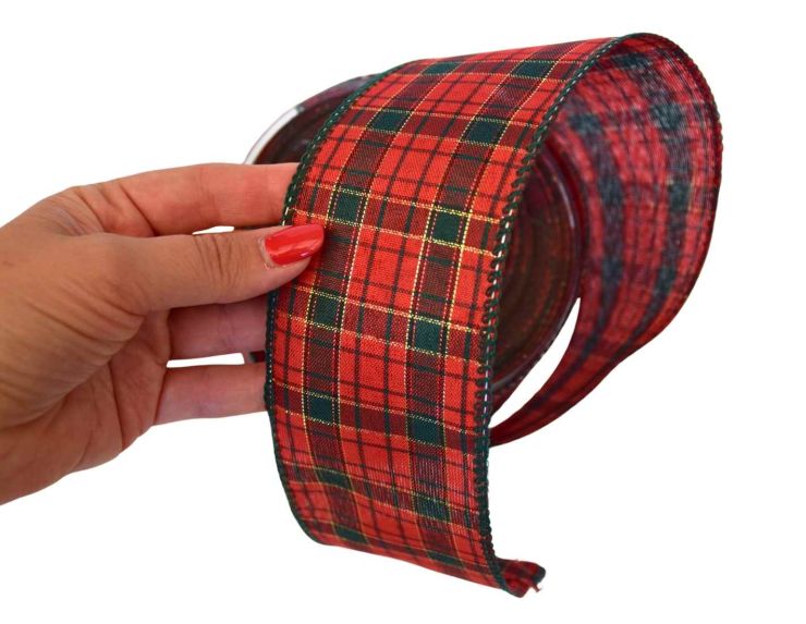 Ruban de Noël tartan vintage H 7cm x 9m