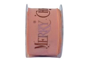 Ruban velours rose clair "Merry Christmas" 8cm x 9m