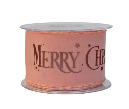 Ruban velours rose clair "Merry Christmas" 8cm x 9m