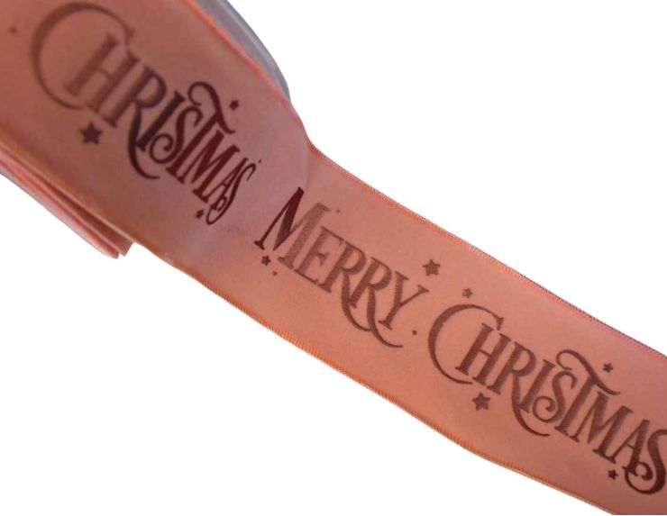 Ruban velours rose clair "Merry Christmas" 8cm x 9m