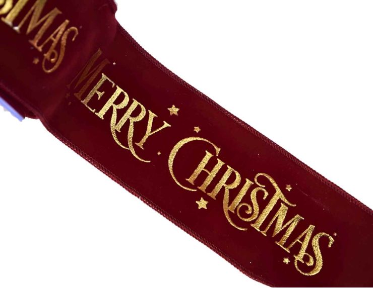 Ruban bordeaux Merry Christmas velours 9M