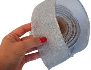 Ruban argenté scintillant lurex H 7cm x 9m