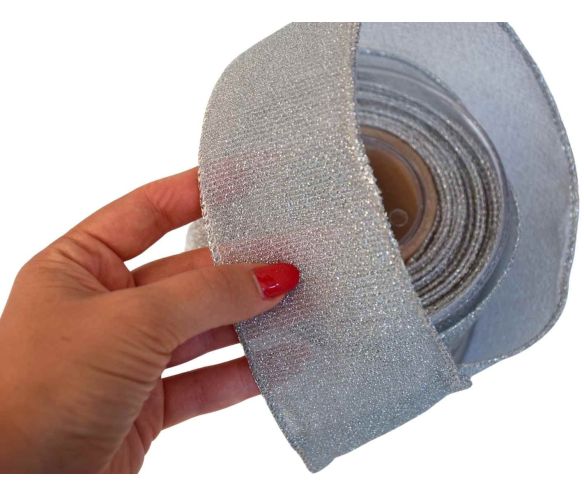 Ruban argenté scintillant lurex H 7cm x 9m