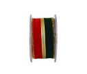 Voir la slide Ruban de Noël velours rouge vert bande centrale dorée largeur 5cm 4,5m