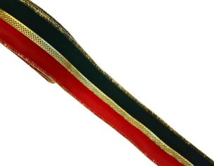 Ruban bicolore rouge vert velours H 5cm x 4,5m