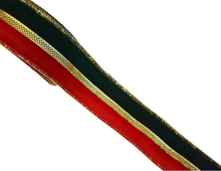 Ruban bicolore rouge vert velours H 5cm x 4,5m