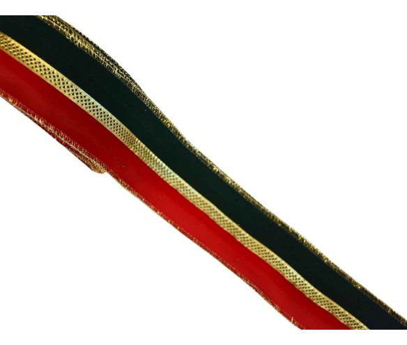 Ruban bicolore rouge vert velours H 5cm x 4,5m