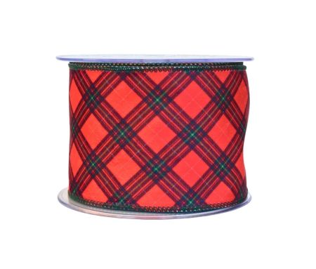 Ruban de Noël tartan velours H 10cm x 9m