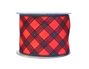 Ruban de Noël tartan velours H 10cm x 9m