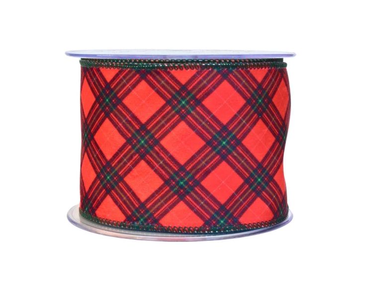 Ruban de Noël tartan velours H 10cm x 9m