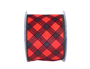 Ruban de Noël tartan velours H 10cm x 9m