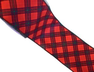 Ruban de Noël tartan velours H 10cm x 9m
