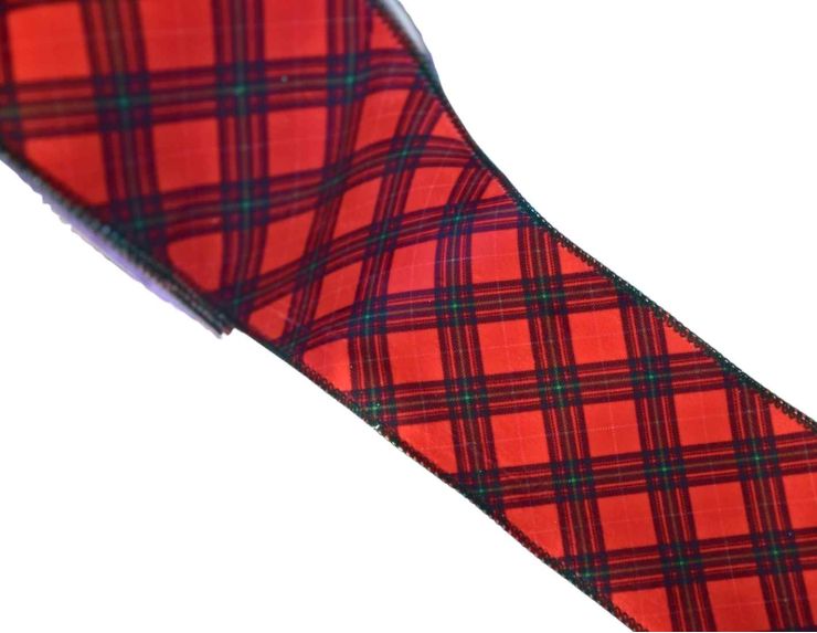Ruban de Noël tartan velours H 10cm x 9m