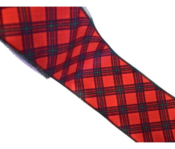 Ruban de Noël tartan écossais rouge vert noir largeur 10cm 9m