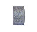 See slide Ruban de Noël argenté décoré de strass brillants. Largeur 6cm, longueur 9m. Parfait pour une déco lumineuse et élégante.