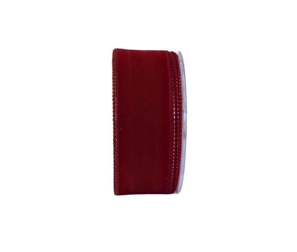 Ruban de Noël velours bordeaux uni largeur 4cm 9m