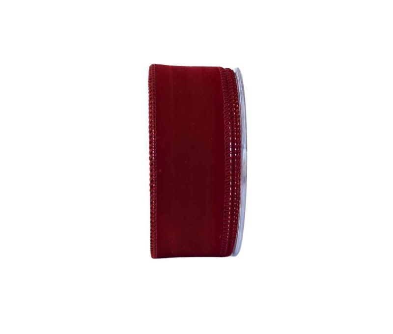 Ruban de Noël velours bordeaux uni largeur 4cm 9m