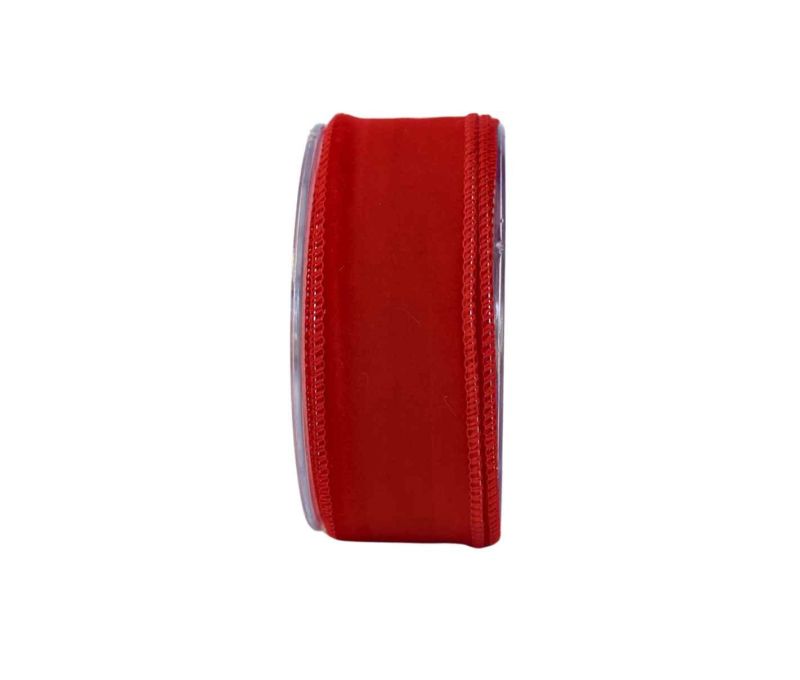 Ruban de Noël rouge velours H 4cm x 9m
