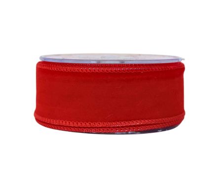 Ruban de Noël rouge velours H 4cm x 9m