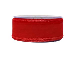 Ruban de Noël rouge velours H 4cm x 9m