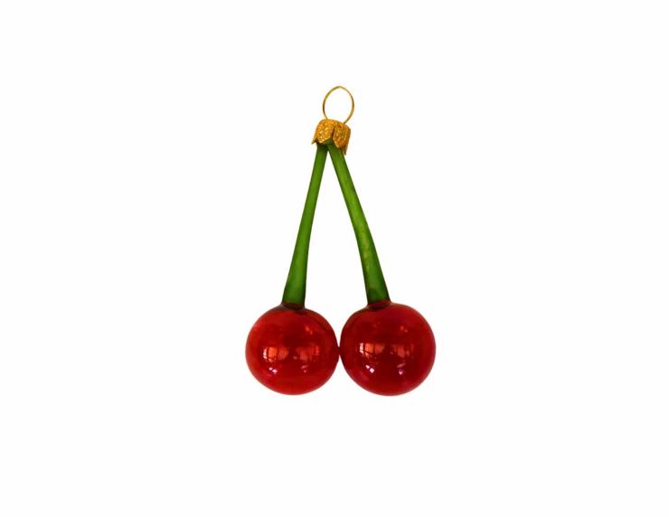 Suspension cerise verre soufflé H 8 cm
