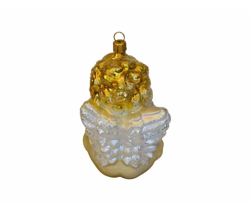 Suspension de Noël ange coeur doré H 10cm