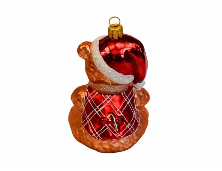 Ourson avec tambour verre soufflé H 13 cm