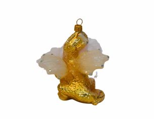 Boule de Noël petit dragon doré H 10 cm