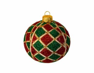 Boule de Noël décor arlequin D 8 cm