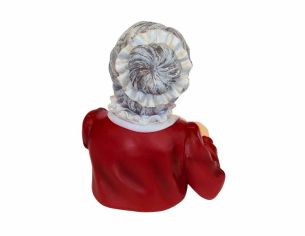 Décoration de Noël Mère Noël en résine formant un cœur avec les mains, hauteur 22 cm.