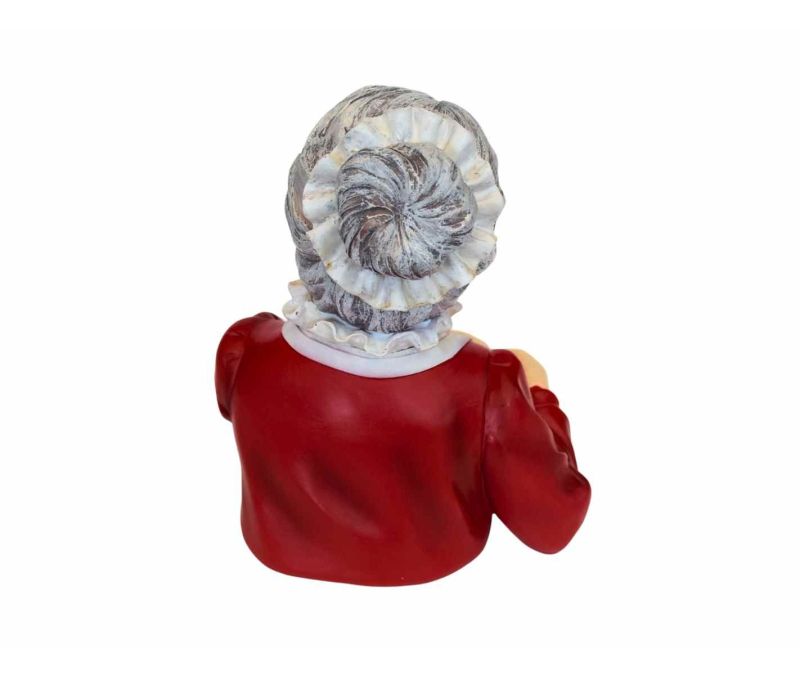 Décoration de Noël Mère Noël en résine formant un cœur avec les mains, hauteur 22 cm.