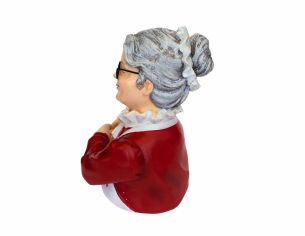 Décoration de Noël Mère Noël en résine formant un cœur avec les mains, hauteur 22 cm.