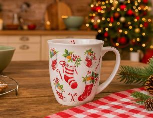 Mug de Noël chaussettes rouges 400ml