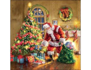 Serviettes Père Noël au pied du sapin 33cm