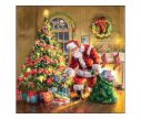 Voir la slide Serviette papier Noël Père Noël cadeaux sapin illuminé cheminée couronne intérieur chaleureux 33x33cm