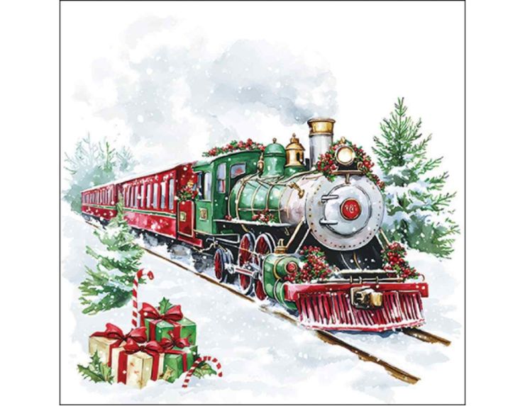 Serviettes de Noël train féerique 33cm