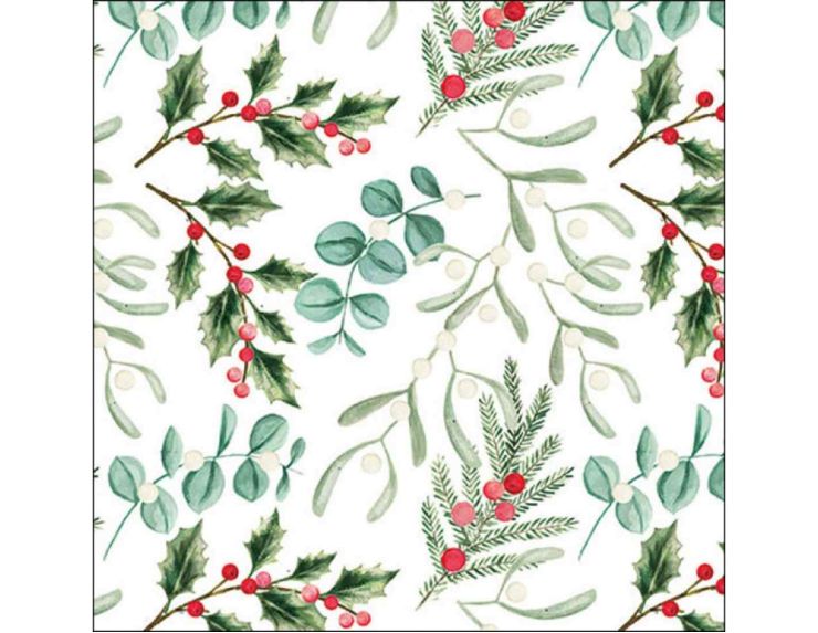 Serviettes de Noël gui baies 33cm