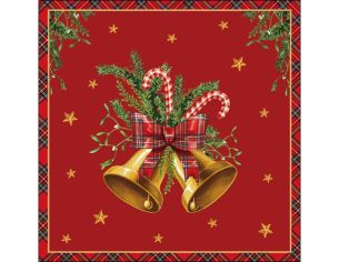 Serviettes de Noël rouges cloches 33cm