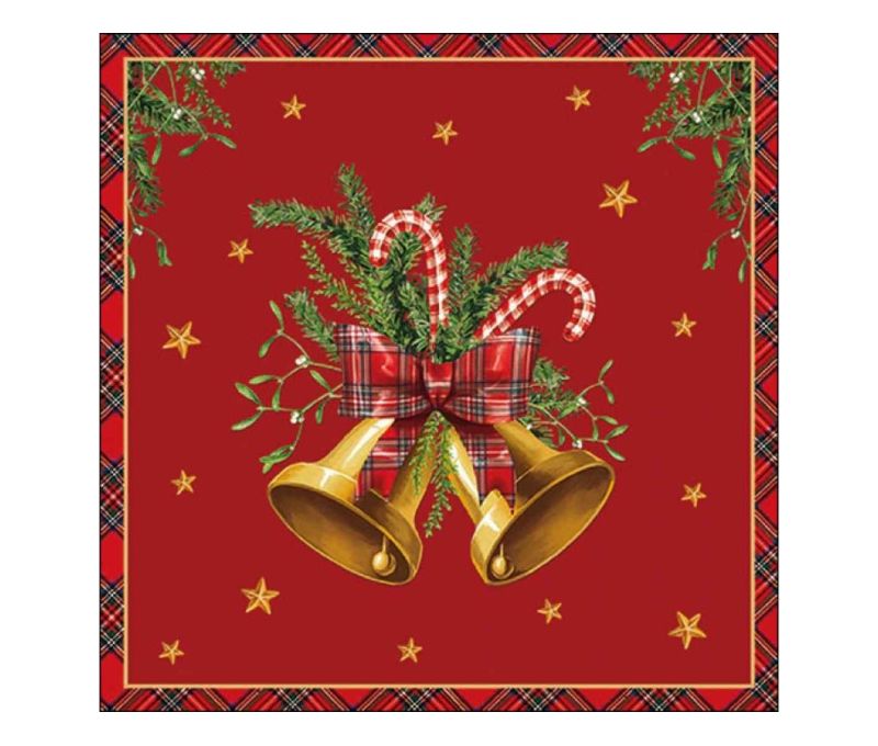 Serviettes de Noël rouges cloches 33cm