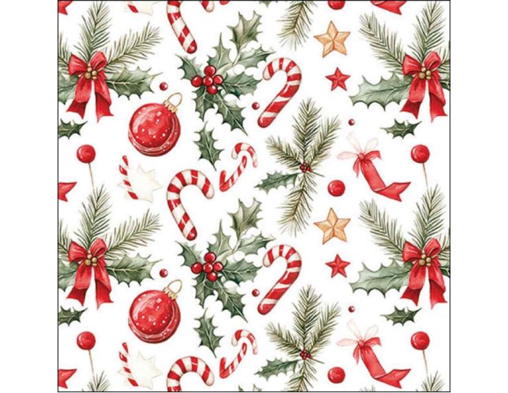 Serviettes Noël sucres d'orge 33cm