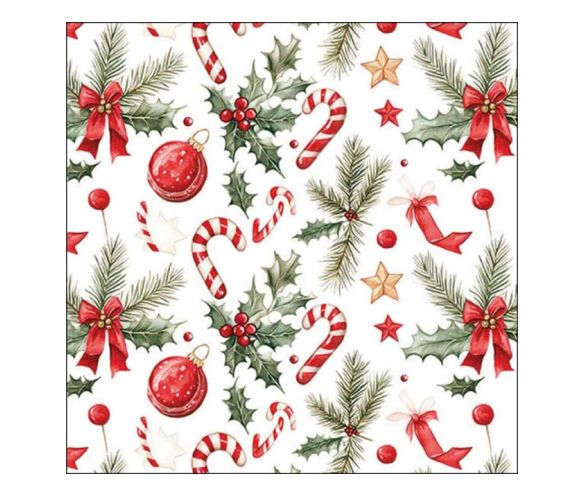 Serviettes Noël sucres d'orge 33cm