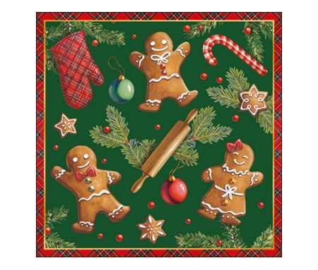 Serviettes pain d'épices verte 33cm