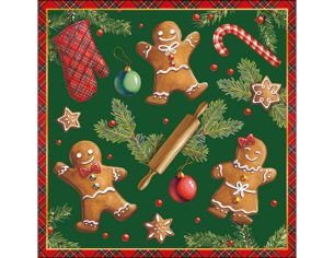 Serviettes pain d'épices verte 33cm