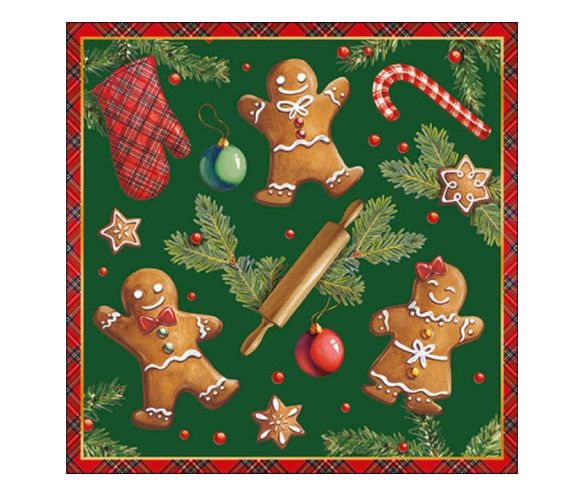 Serviettes pain d'épices verte 33cm