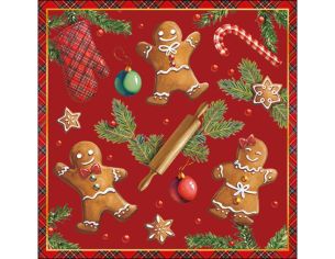 Serviettes pain d'épices rouge 33cm