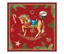 See slide Serviettes de Noël rouge cheval 33cm