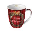Voir la slide Mug porcelaine rouge tartan couronne Noël inscription Merry Christmas 400ml