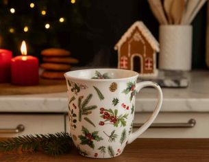 Mug de Noël décor houx 400ml